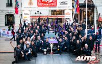 El equipo Ford M-Sport, celebrando la victoria de Sébastien Loeb (Ford) en el Rally de Montecarlo 2022, puntuable para el Campeonato del Mundo de Rallies WRC.