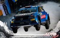 Ole Christian Veiby, al volante del Volkswagen Polo GTI Rally2 WRC 2, durante el Rally de Suecia 2022, puntuable para el Campeonato del Mundo de Rallies WRC 2.
