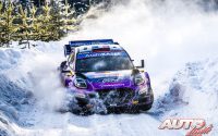 Adrien Fourmaux, al volante del Ford Puma Rally1 WRC, durante el Rally de Suecia 2022, puntuable para el Campeonato del Mundo de Rallies WRC.