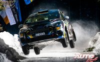 Robert Virves, al volante del Ford Fiesta Rally3, durante el Rally de Suecia 2022, puntuable para el Campeonato del Mundo de Rallies Junior WRC 3.