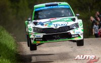 Emil Lindholm, al volante del Skoda Fabia Evo Rally2 WRC 2, durante el Rally de Croacia 2022, puntuable para el Campeonato del Mundo de Rallies WRC 2.